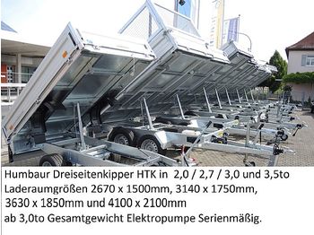 جديدة مقطورة قلاب Humbaur - HTK3500.31 Dreiseitenkipper 3,5to Aluminiumbordwän: صورة 1