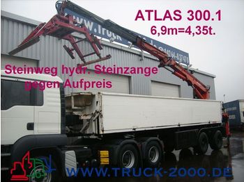 LANGENDORF Stein/Baustoff+Heck Kran ATLAS 300.1 Bj.1999 - نصف مقطورة مسطحة